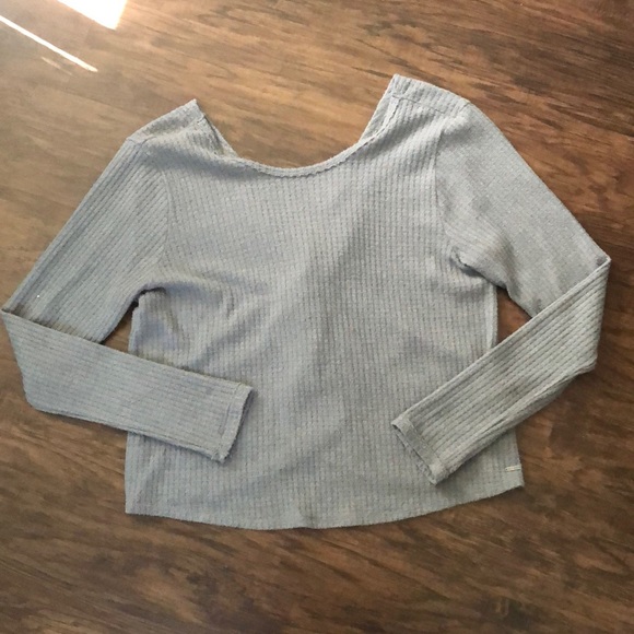 Hollister Sweaters - Gray Waffle Knit Twist Back Sweater